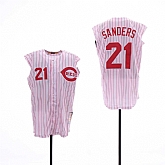 Reds 21 Deion Sanders White Cooperstown Collection Cool Base Sleeveless Jersey Sguo,baseball caps,new era cap wholesale,wholesale hats